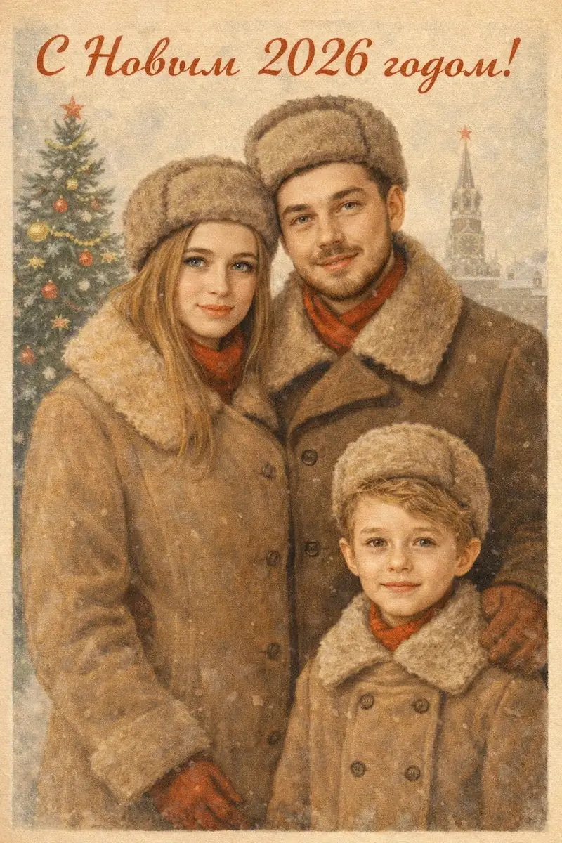 Промт Новогодняя семейная открытка