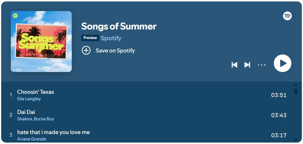 Какие песни вошли в Songs of Summer 2026