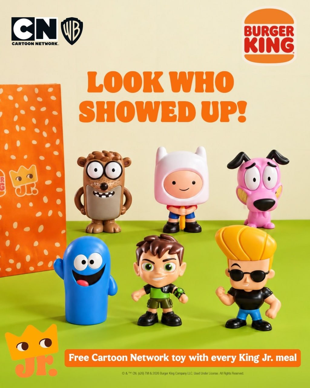 Burger King выпустил игрушки с героями Cartoon Network — Финн, Кураж и Джонни Браво в одной коллекции